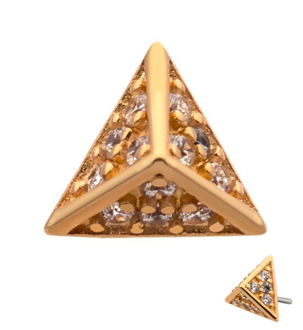 14kt Gold Pyramid Gem Threadless Top
