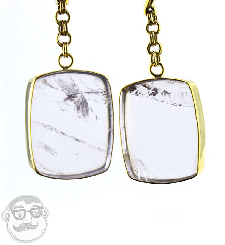 Light Pink Quartz Square Brass Hanger