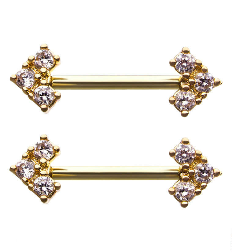 14G Gold PVD Quill Nipple Ring Barbell