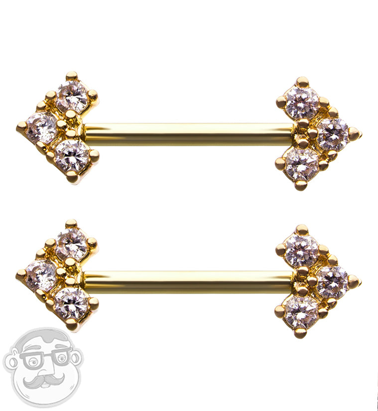 14G Gold PVD Quill Nipple Ring Barbell