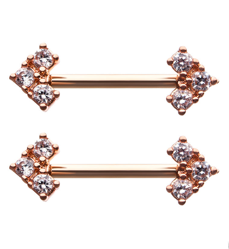 14G Rose Gold PVD Quill Nipple Ring Barbell