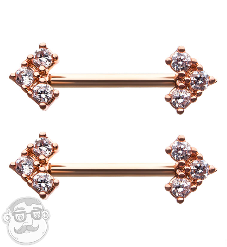 14G Rose Gold PVD Quill Nipple Ring Barbell