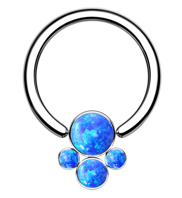 Blue Opalite Cluster Titanium Captive Ring