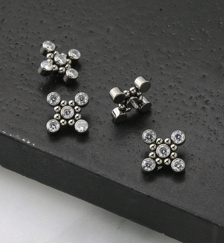 Quincunx CZ Titanium Internally Threaded Top