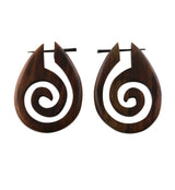Wooden Rain Spiral Earrings