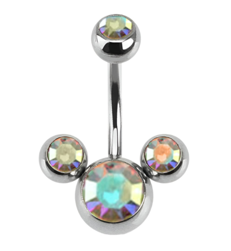 Rainbow Aurora Trinity CZ Belly Button Ring
