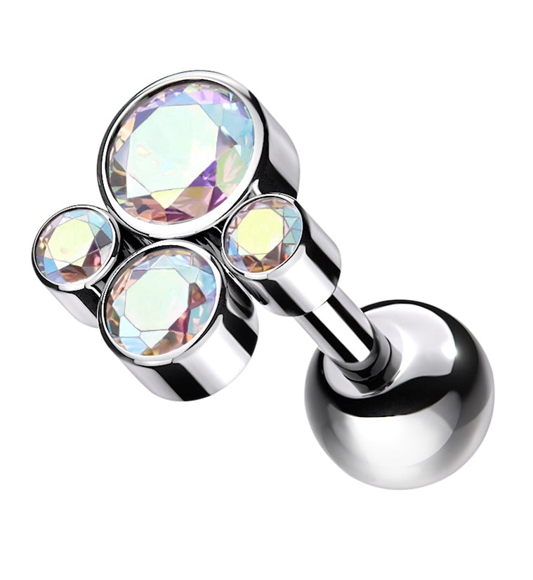 Rainbow Aurora CZ Bunch Titanium Cartilage Barbell
