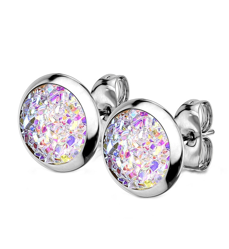 Rainbow Aurora Druzy Set Earrings