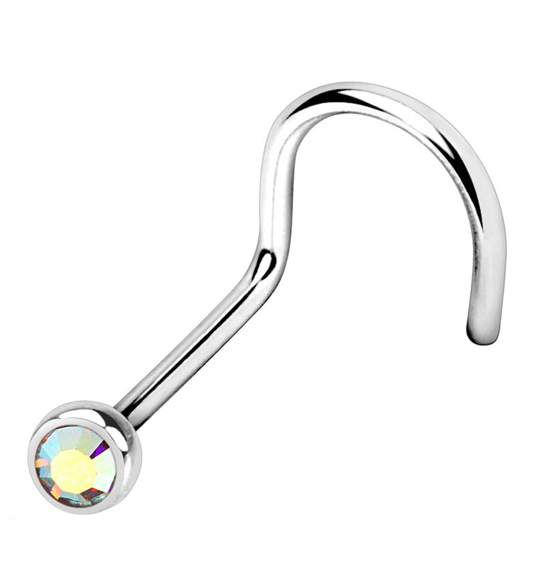 Rainbow Aurora Gem Nose Screw Ring
