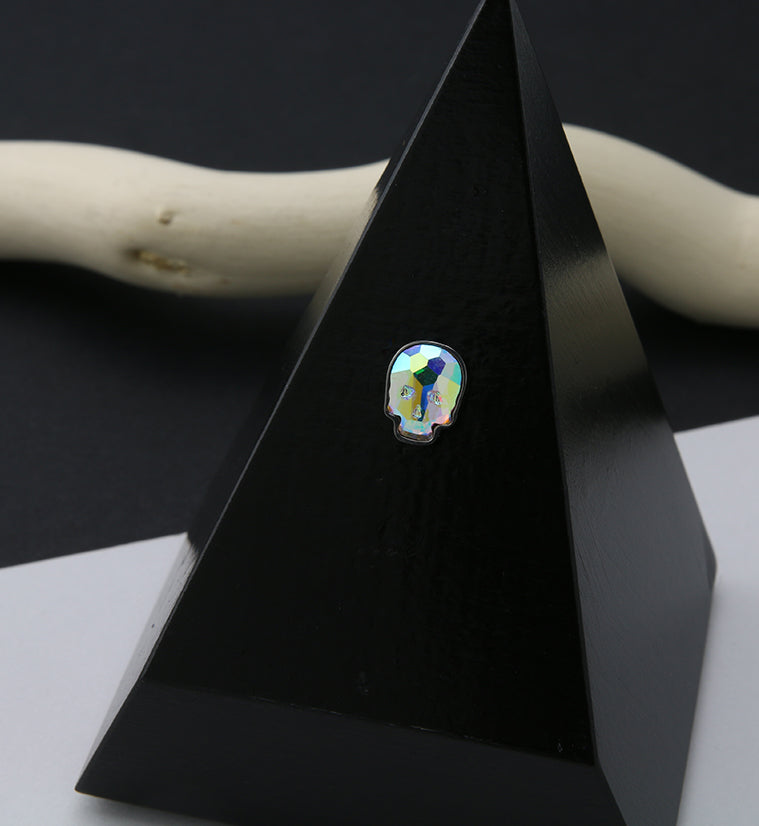 Rainbow Aurora Glass Skull Titanium Threadless Top