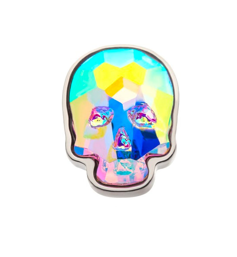 Rainbow Aurora Glass Skull Titanium Threadless Top