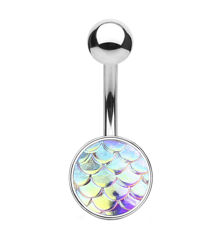 Rainbow Aurora Mermaid Scale Shield Belly Button Ring