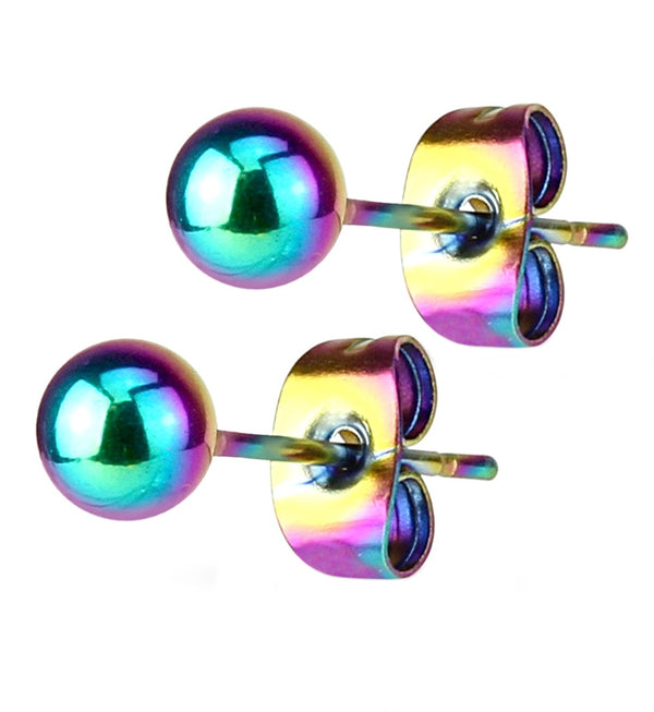 Rainbow PVD Ball Point Earrings