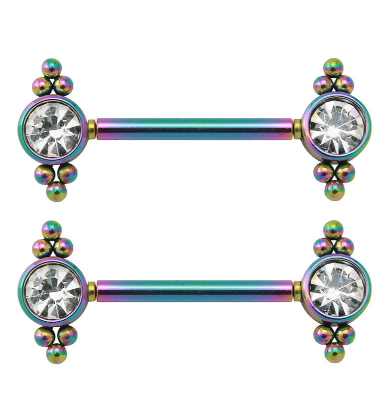 14G Rainbow PVD Covey Threadless Nipple Ring Barbells