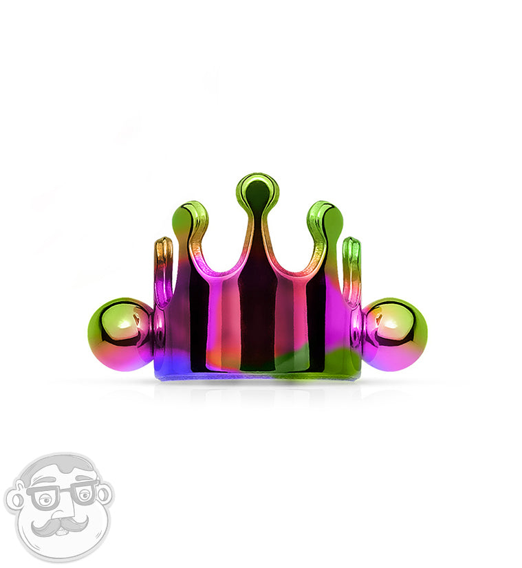 16G Rainbow Crown Helix / Cartilage Barbell