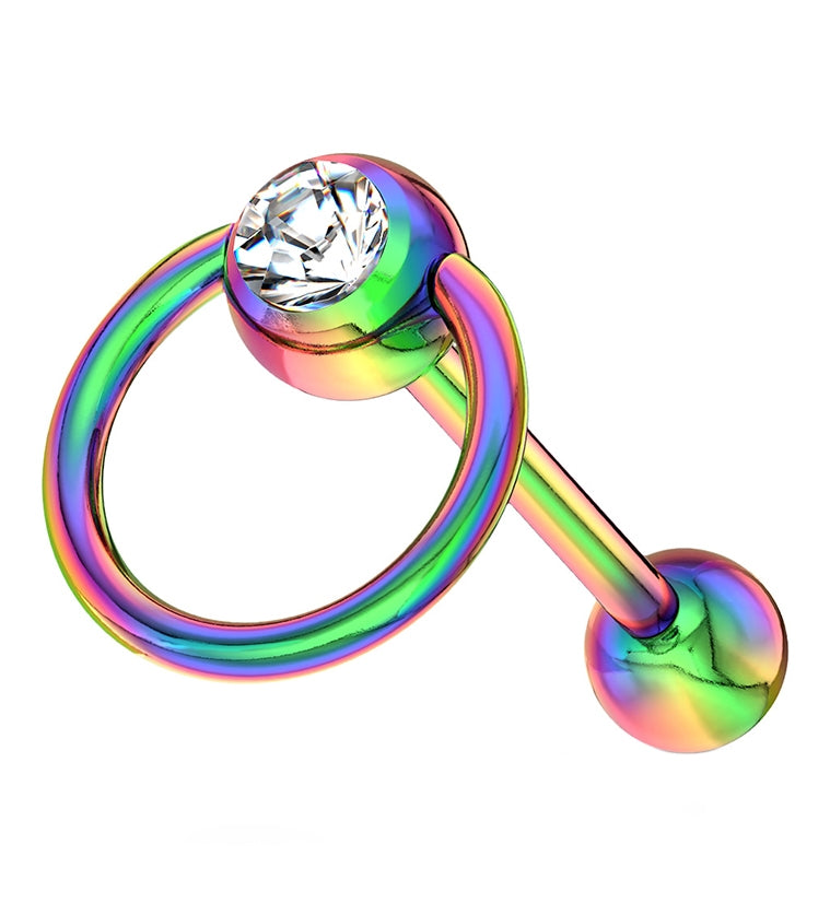 Rainbow Barbell with CZ Ring