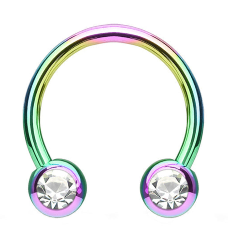 PVD Rainbow CZ Circular Barbell