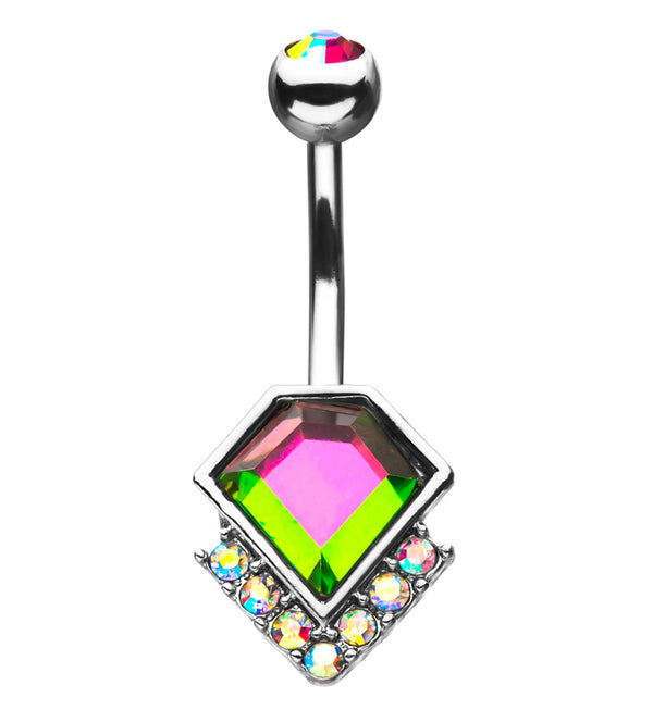 Rainbow Diamond CZ Belly Button Ring