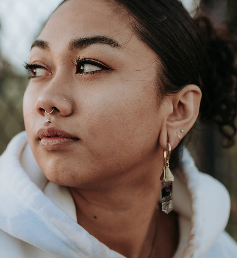 Coiled Rainbow Fluorite Stone Ear Weights
