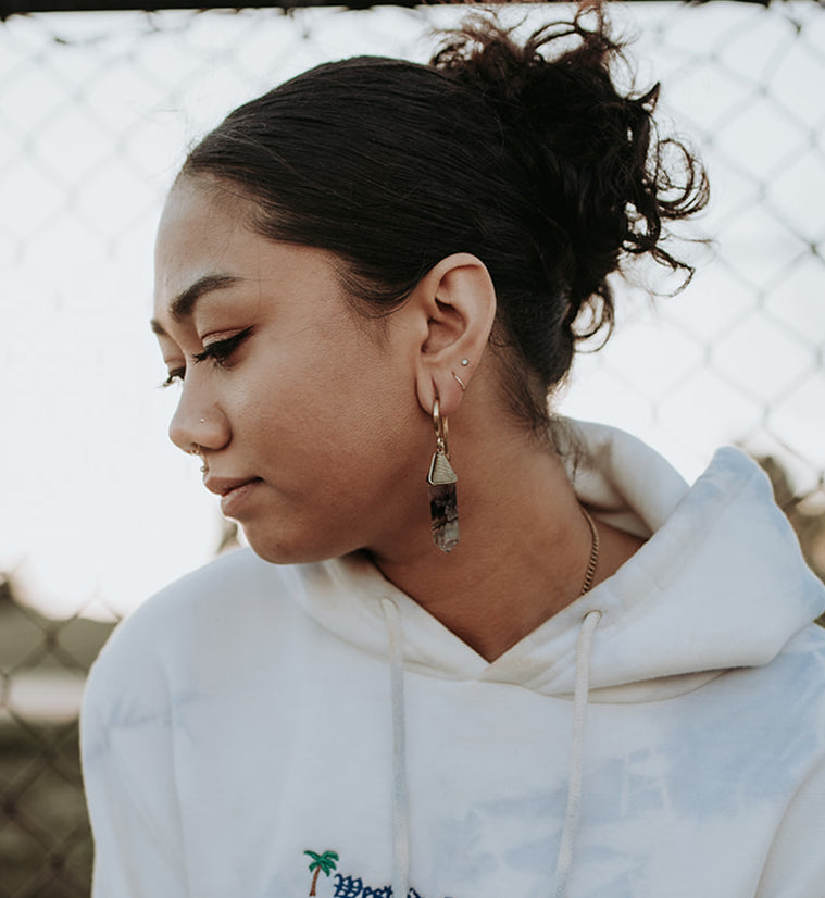 Coiled Rainbow Fluorite Stone Ear Weights