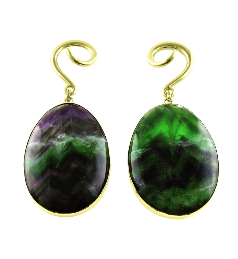 Rainbow Fluorite Stone Ear Weights