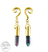 Rainbow Fluorite Stone Prism Hanging Ear Weights