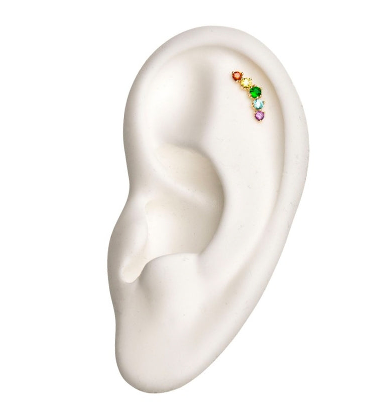 14kt Rainbow CZ Prong Set Threadless Top