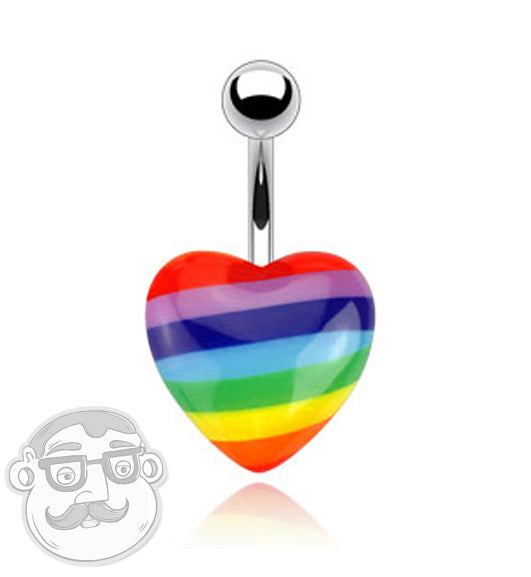 Rainbow Heart Belly Button Ring