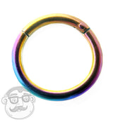 Hinged Anodized Rainbow Steel Segment Hoop Ring