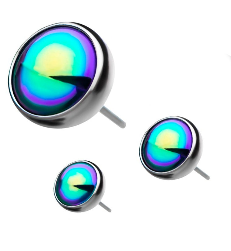 Rainbow Pearl Threadless Titanium Top