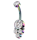 Rainbow PVD Array Belly Button Ring