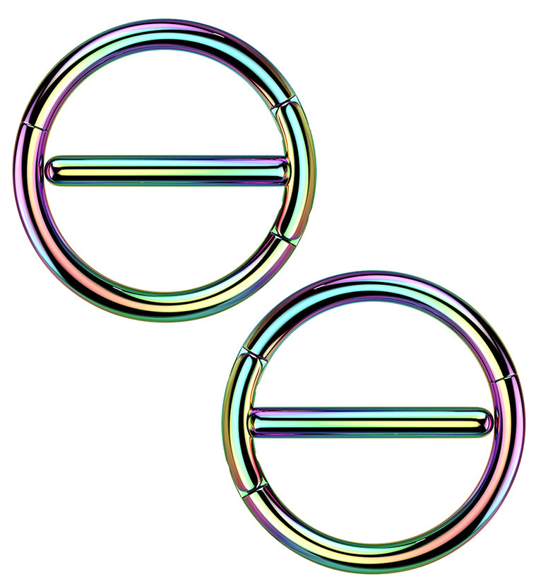 Rainbow PVD Circlet Stainless Steel Nipple Clicker Ring