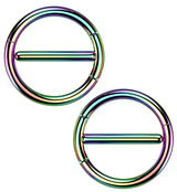Rainbow PVD Circlet Stainless Steel Nipple Clicker Ring