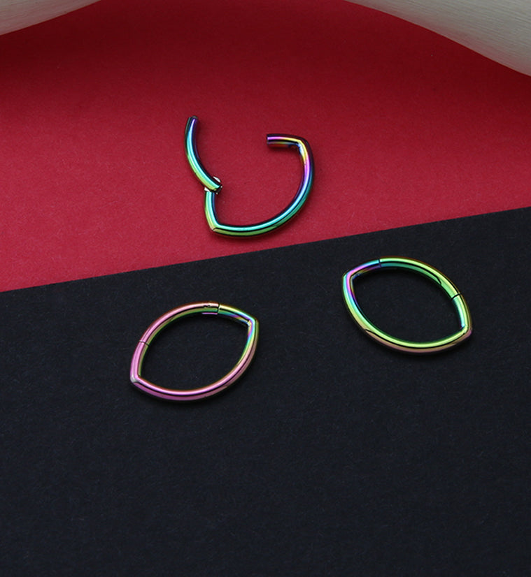Rainbow PVD Oculus Titanium Hinged Segment Ring