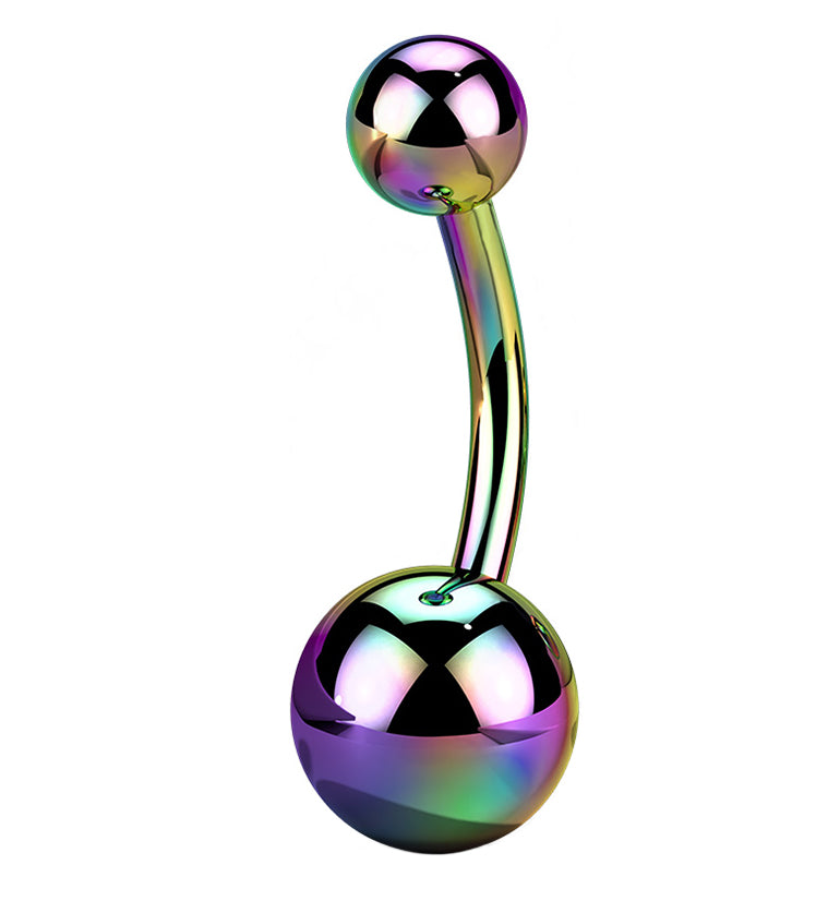 Rainbow PVD Titanium Internally Threaded Belly Button Ring
