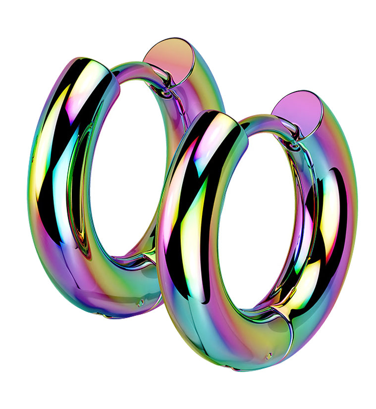 Rainbow PVD Vast Stainless Steel Hinged Hoop Earrings