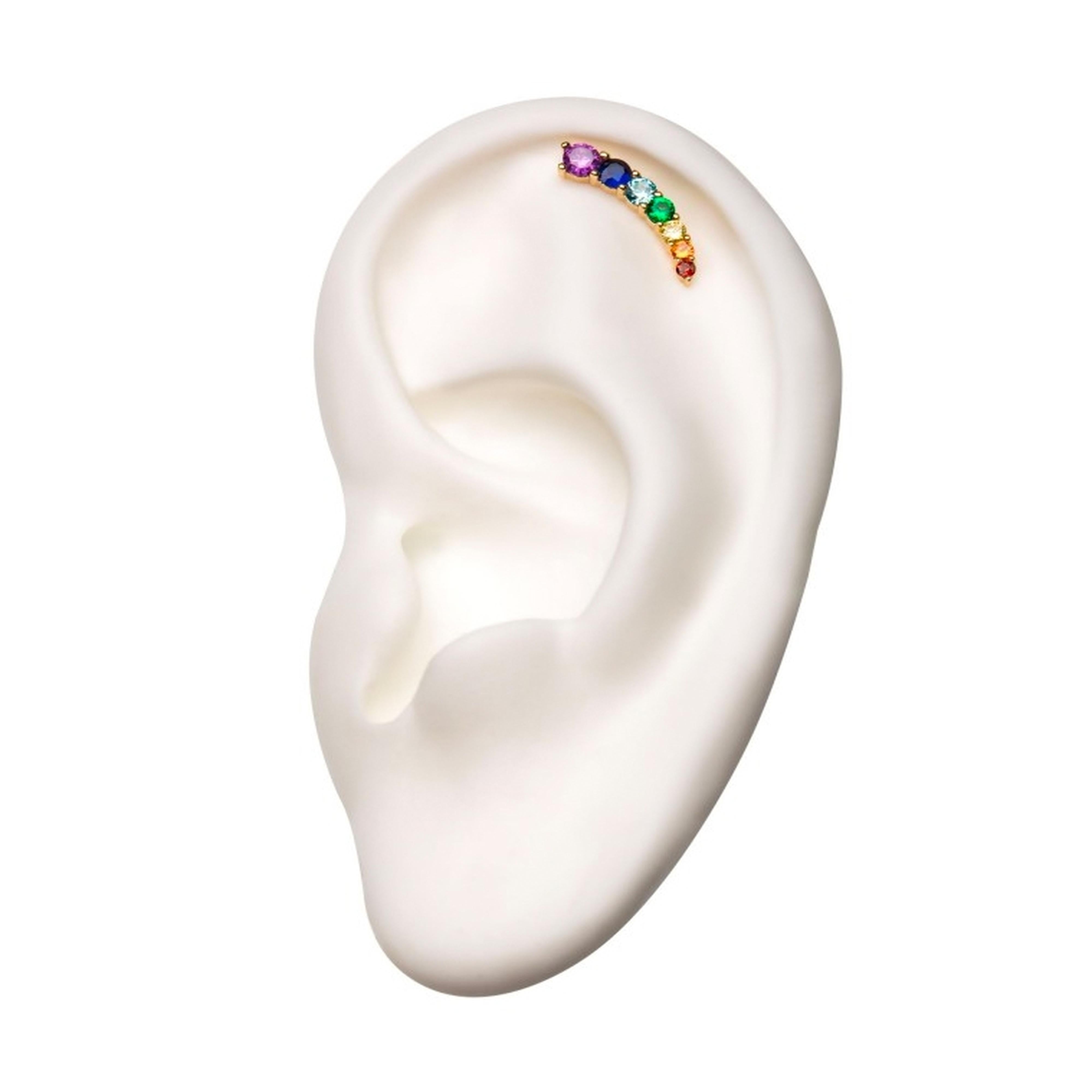 14kt Gold Rainbow CZ Rank Threadless Top