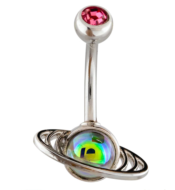 Rainbow Saturn Belly Button Ring