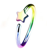 20G Star Rainbow PVD Steel Nose Ring Hoop