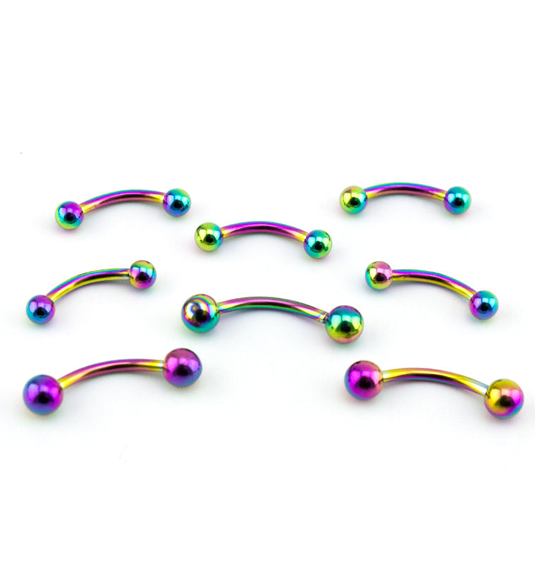 Rainbow PVD Plated Curved Barbell
