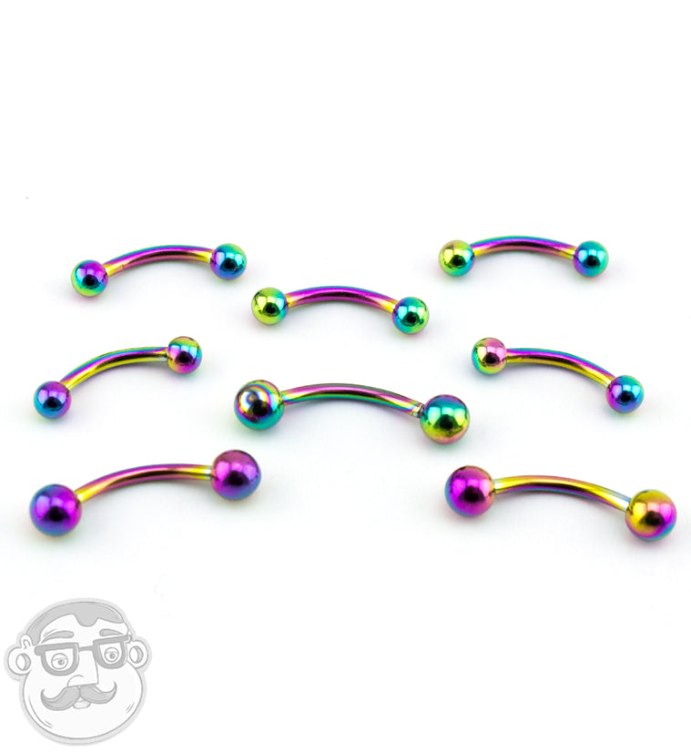 Rainbow PVD Plated Curved Barbell