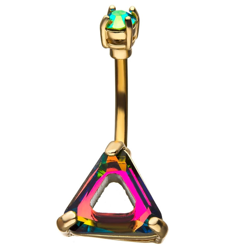 Rainbow Tryst Gold Belly Ring