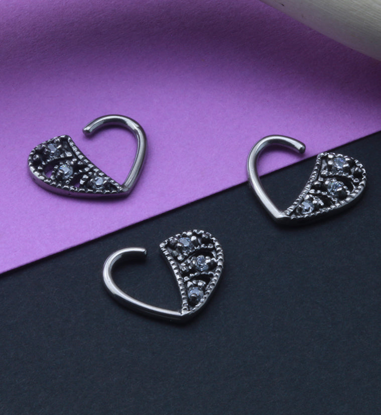 Rank Heart Hoop Daith Ring