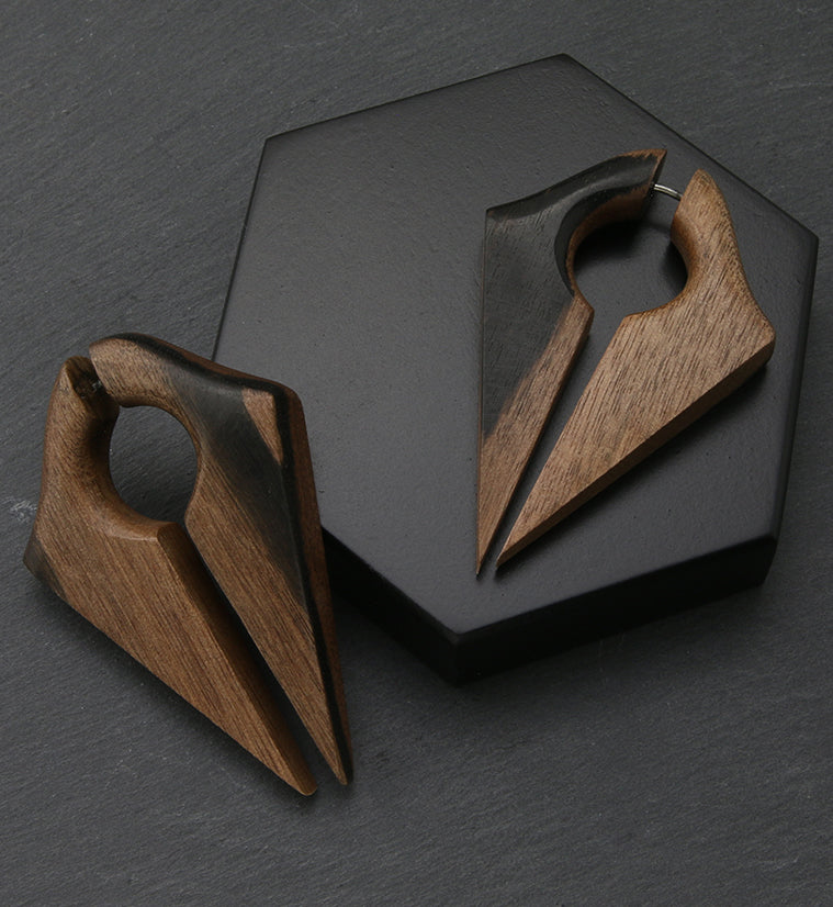 Ravine Areng Wood Fake Gauge Keyhole Earrings