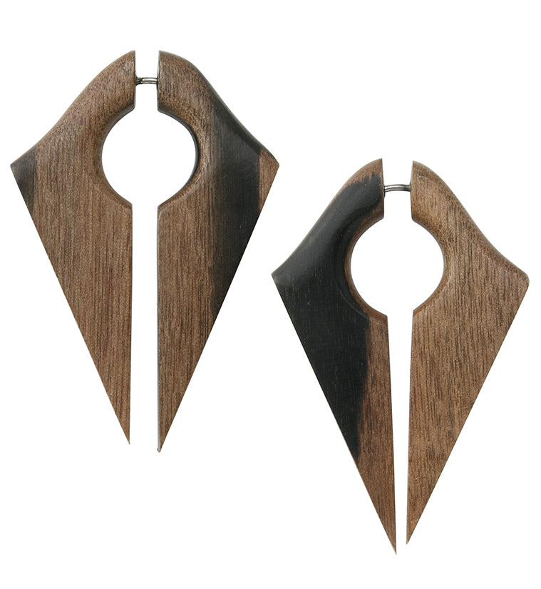 Ravine Areng Wood Fake Gauge Keyhole Earrings