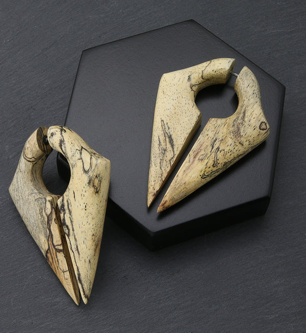Ravine Tamarind Wood Fake Gauge Keyhole Earrings