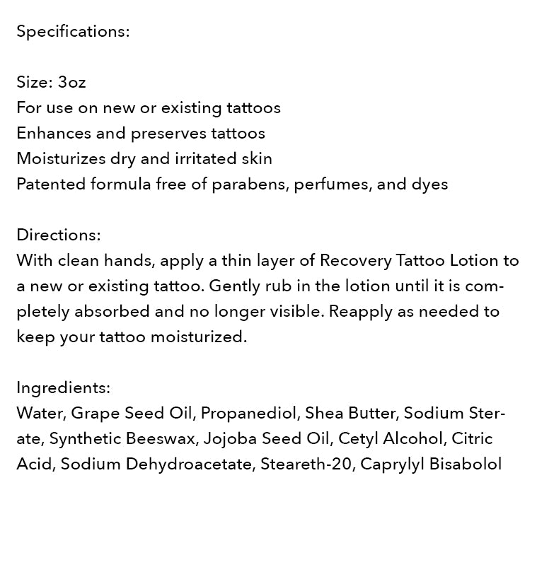 Recovery Tattoo Lotion