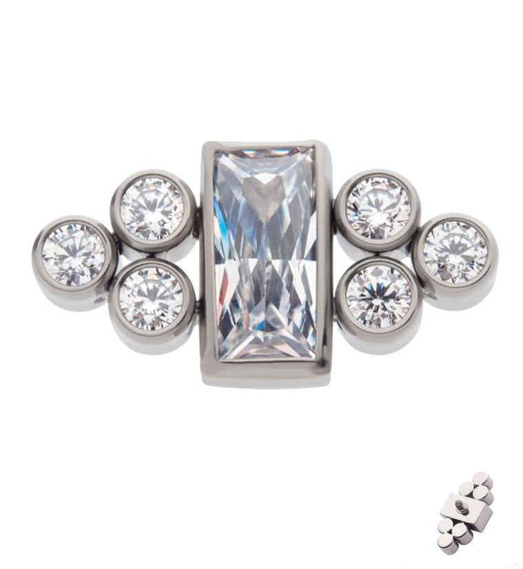 Rectangle Trinity CZ Internally Threaded Titanium Top