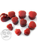 Red Agate Stone Heart Shape Plugs