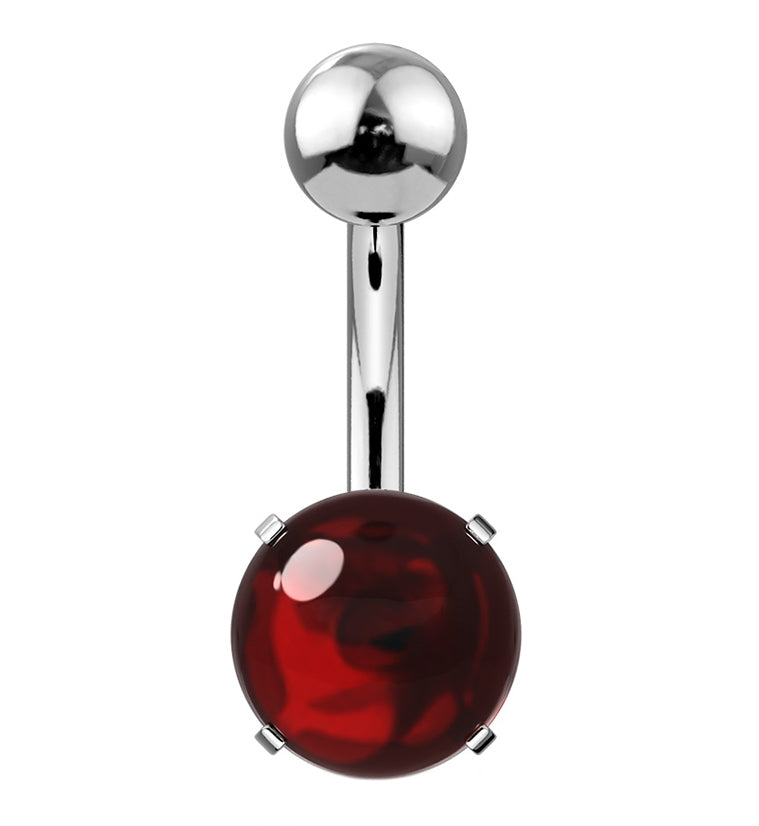 Red Cabochon Prong Set Belly Button Ring